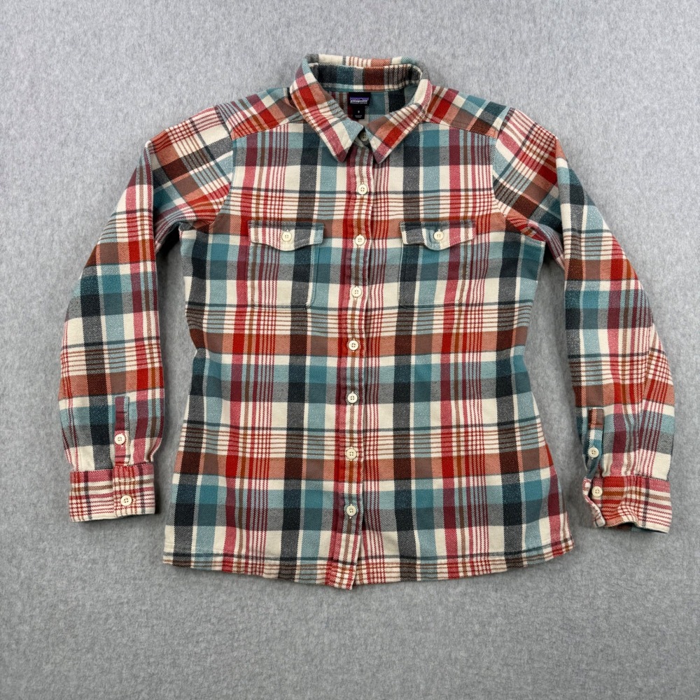 Patagonia Shirt Womens 8 Red Plaid Fjord Flannel Long Sleeve Organic Cotton